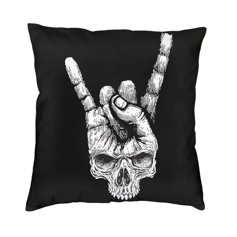 

Heavy Metal 1960s Punk Rock Music Cushion Cover Skeleton Skull Art Square Floor Pillow Case for Sofa Pillowcase Home Decorative