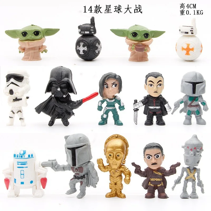 14Pcs/Set Star Wars The Force Awakens Yoda Master Robot Clone Troopers Action Figure Mini GK Model Fashion Ornament Toys Gift