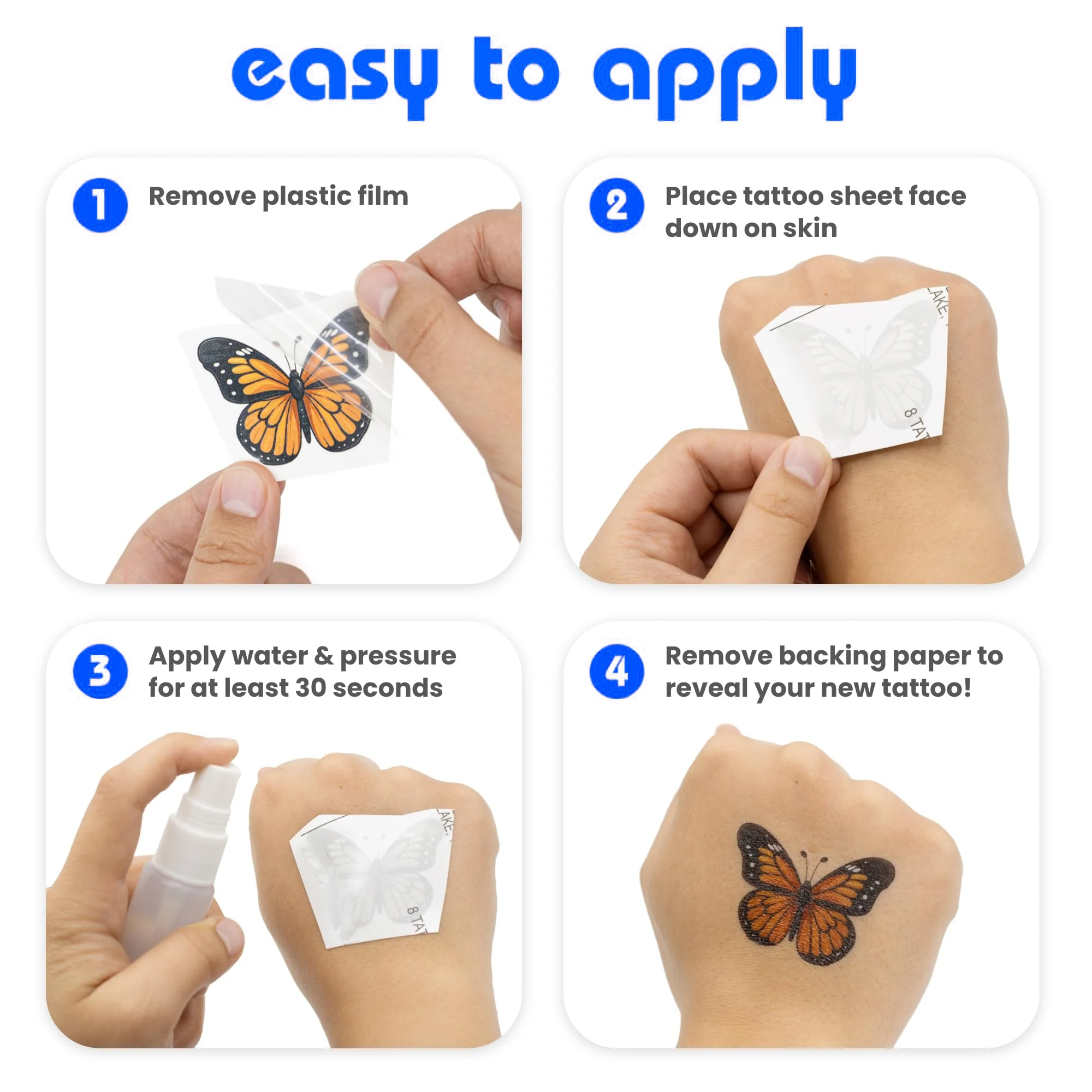 สติกเกอร์รอยสักบาร์บี้สำหรับเด็กและผู้ใหญ่ศิลปะบนเรือนร่างการ์ตูนปลอมสักชั่วคราวของเล่นแต่งหน้าของขวัญตกแต่ง4แผ่น