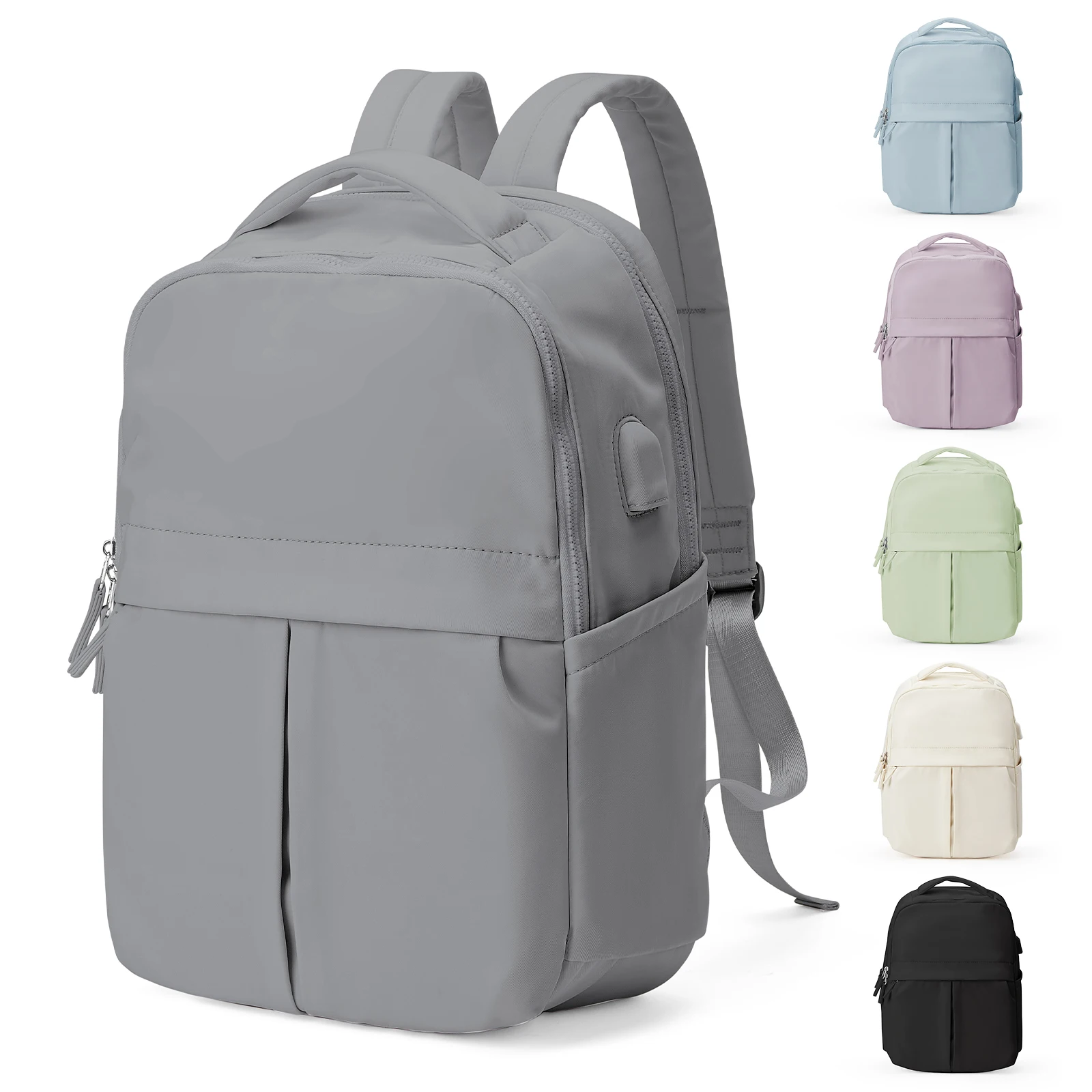 Purple high appearance level school bag, male and female students light backpack, college students simple computer backpack, gra