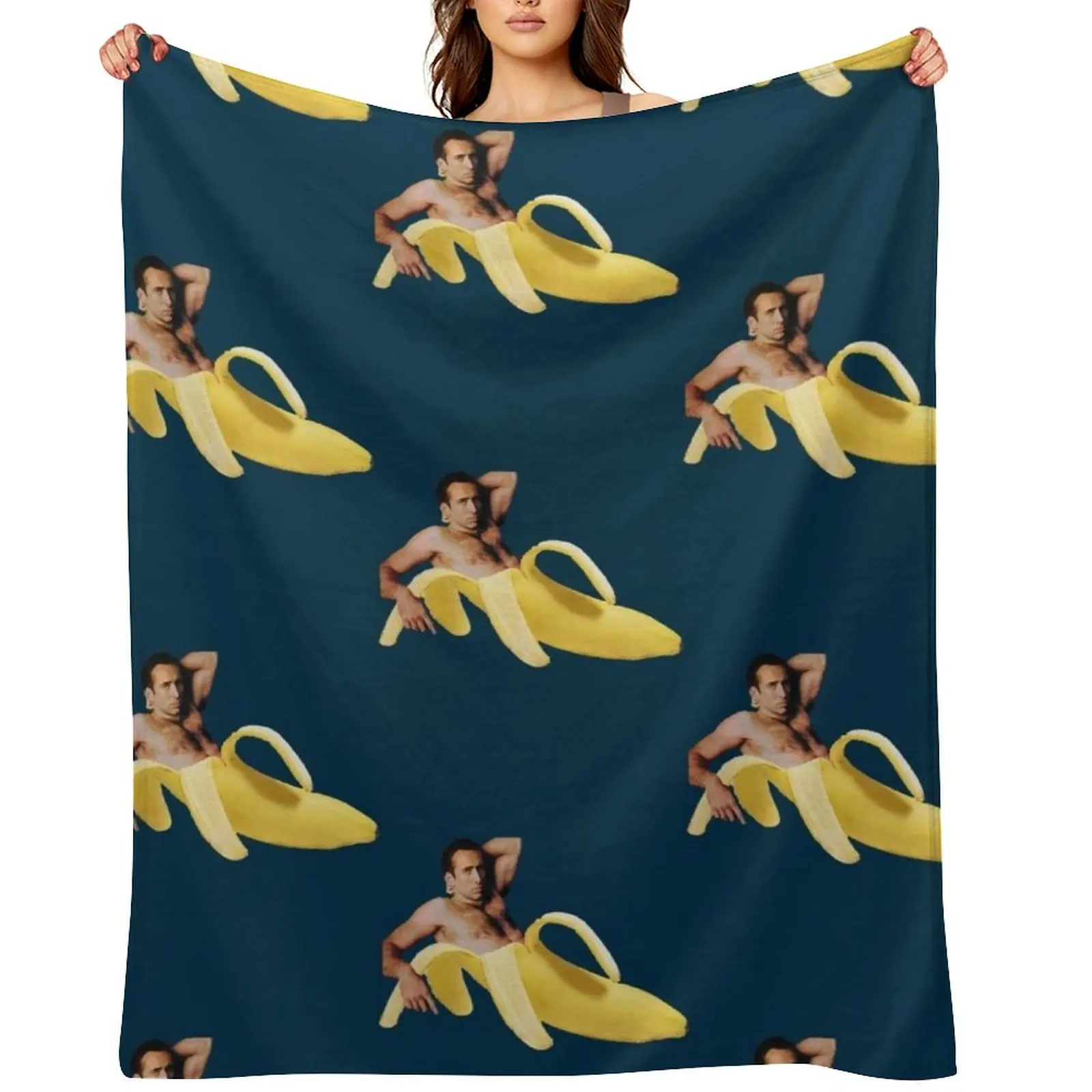 

Nicolas Cage Banana Pattern Throw Blanket Plaid on the sofa For Decorative Sofa For Baby Winter beds Blankets