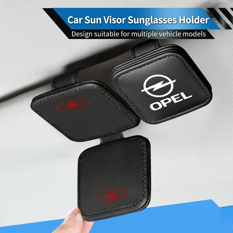 Car Visor Glasses Clip Leather Sunglasses Holder Card Clip Accessories For Opel Corsa Astra Insignia Vectra Zafira Meriva Mokka 4