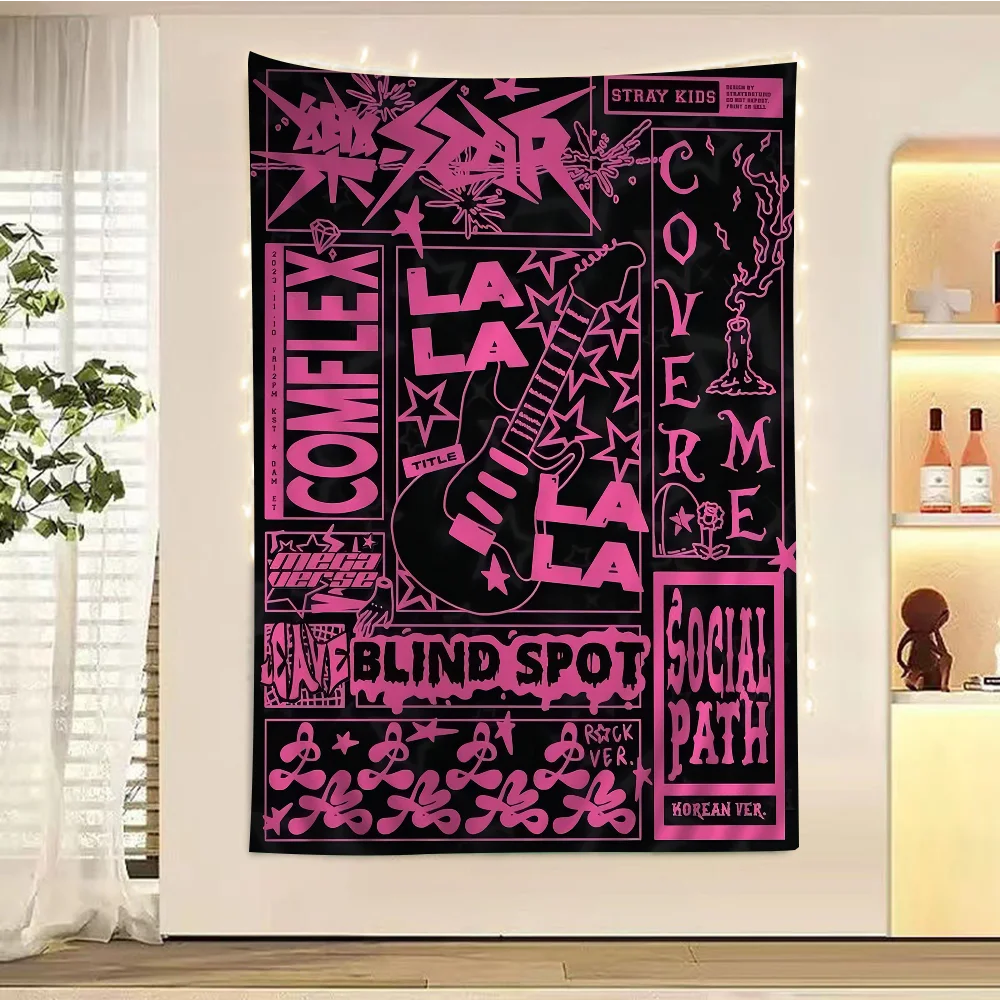 KPOP S-Stray K-Kids DIY Wall Tapestry Hanging Tarot Hippie Wall Rugs Dorm Home Decor