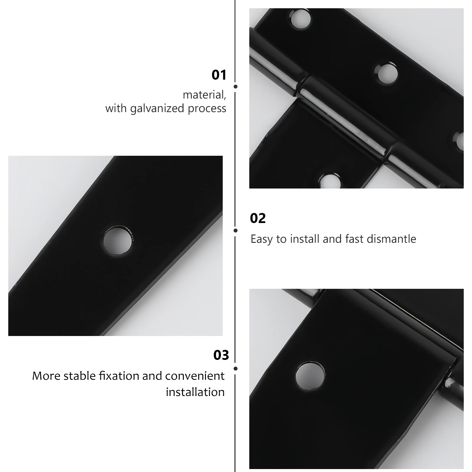 

2Pcs T Shape Rustproof Iron Door Hinges Black 6 Inches Heavy Duty Gate Shed Strap with 6 Screw Holes T Shape Hinges