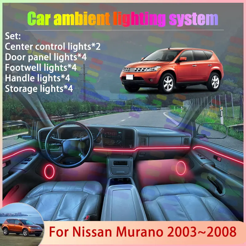 

For Nissan Murano 2003~2008 2004 2005 Z50 MK1 1th 2/18 in 1 Car Atmosphere Light Lamp RGB Shade Ensemble Streamer Atmosphere Set