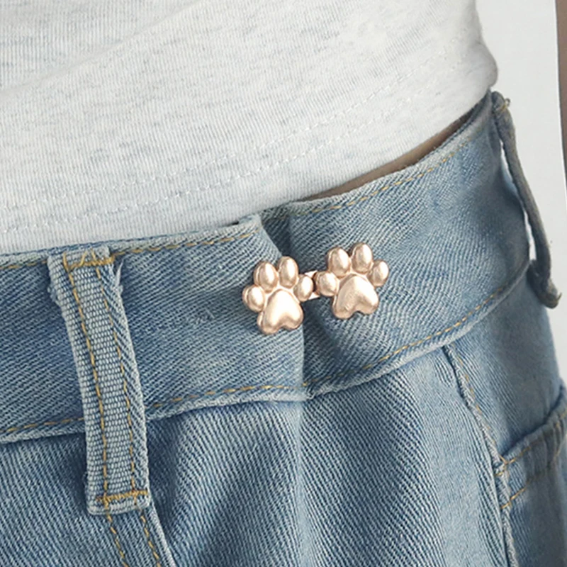 Cute Paw Prints Waist Buckle Removable Pant Clips Adjustable Waist Tightener No Sewing Required Waist Buckle