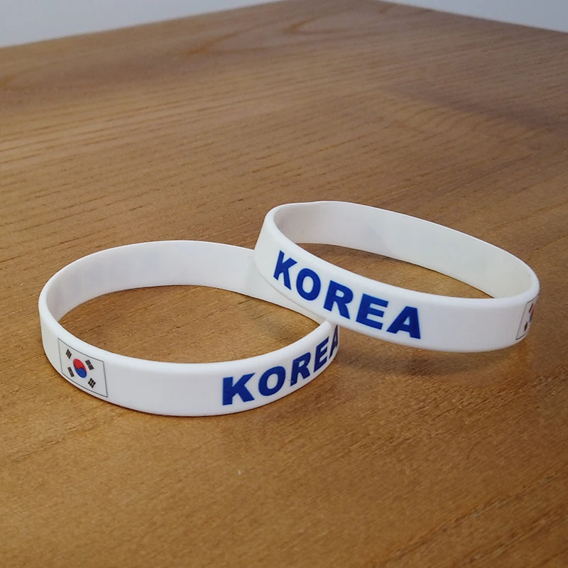 2pcs South Korea National Flag Wristbands Sports Silicone Bracelet Rubber Band Patriotic Commemorative Fashion Accessory