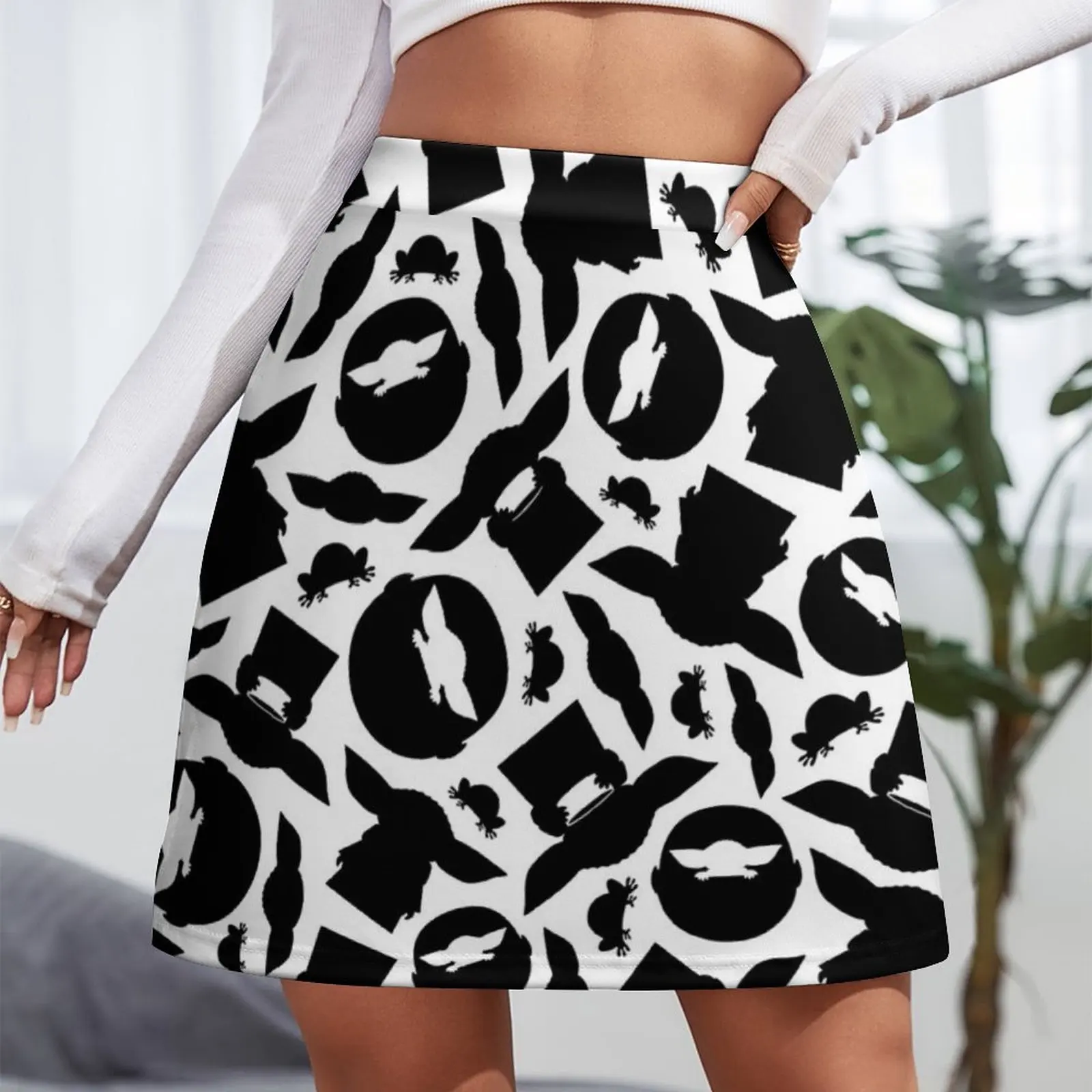 Monochrome Silhouettes Mini Skirt Female dress dresses for prom