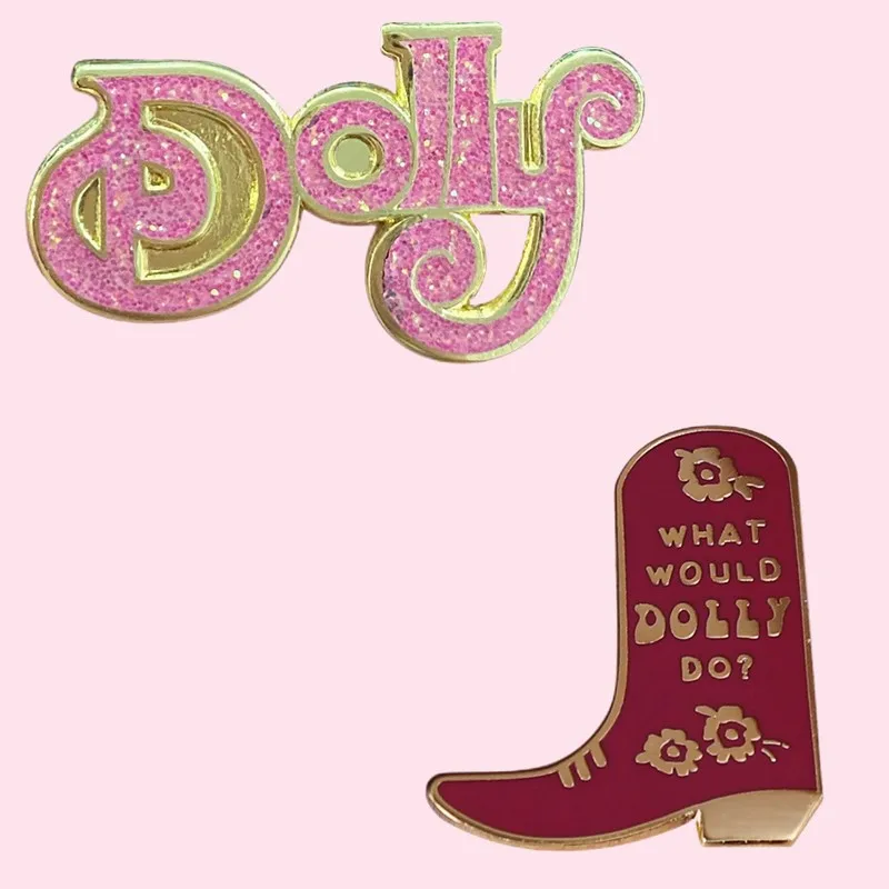 American Diva Enamel Pins Custom 'what Woulo Dolly Do?' Boots Brooches Luxury Copper Lapel Badges Commemorative Jewelry Gift