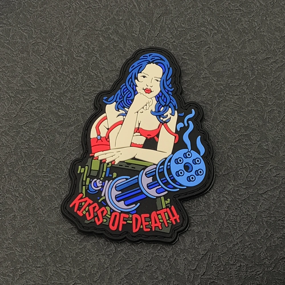 

Поцелуй смерти 3D тактическая нашивка из ПВХ военный армейский значок с крючком на подложке декоративная наклейка для рюкзака жилета