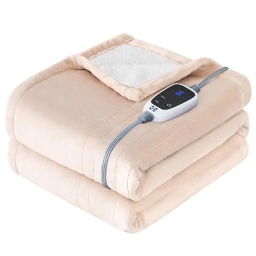 

Heated Blanket Electric Throw Flannel and Sherpa Heating Throw with 6 Heat Settings and 2-10 Hours Auto Shut Off Fast Heating a