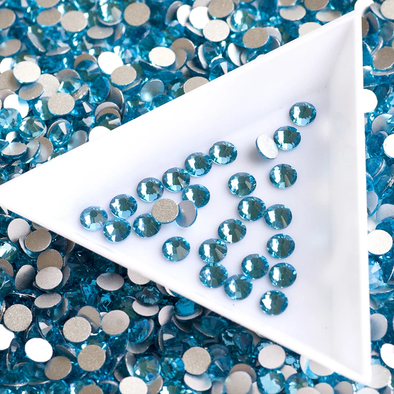 5A Aquamarin Strasssteine, nicht heißklebend, flache Rückseite, Glas-Strass für Nagelkunst und Kleidungsdekorationen, neue Stein-Nagelkunst-Zubehörteile – Detail 4