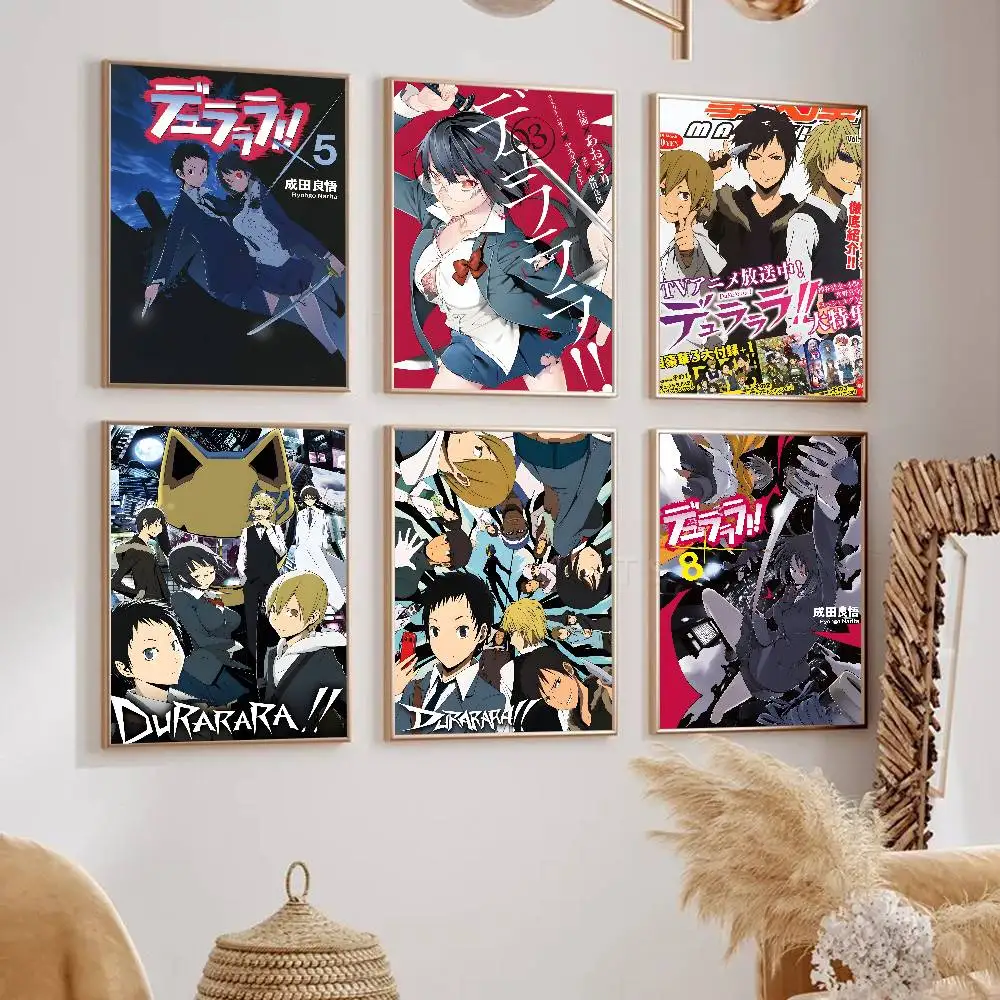Anime D-durarara 3way Stand-off  Poster Self-adhesive Art Waterproof Paper Sticker Coffee House Bar Room Wall Decor