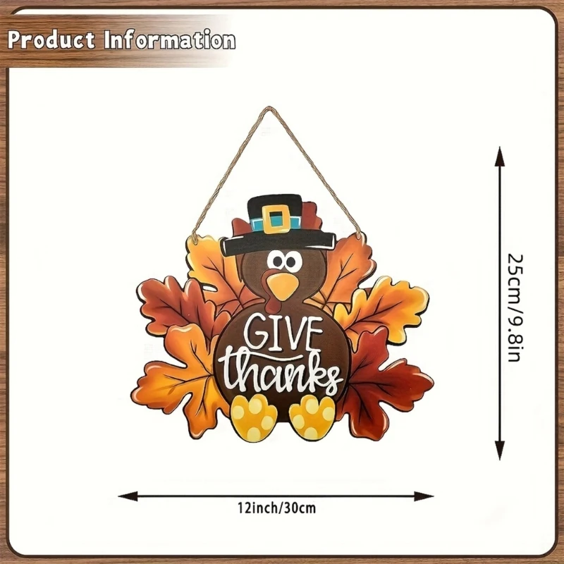 Deurhanger met koord Handgemaakte Thanksgiving Turkije Teken Muurhangende Hanger Binnen Buiten Seizoensdecoratie