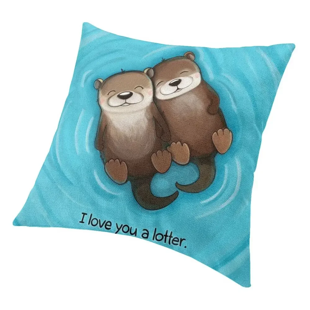 Kawaii Couple Otter Throwing Shell Pillow Decoration Cute Living Room Otter Mat Square Sofa Dakimakura Pillowcase