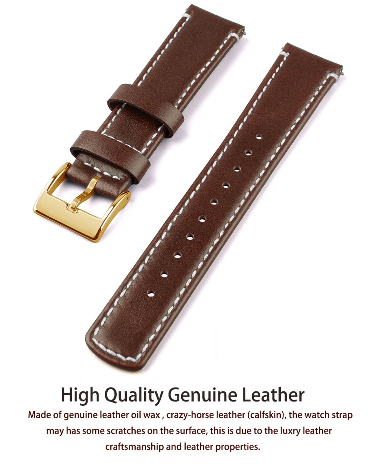 Top Grain Echtleder-Uhrenarmband, Schnellverschluss 20 mm/22 mm Uhrenarmband, passend für Samsung Galaxy Watch, Herren- und Damen-Uhrenarmband – Detail 17