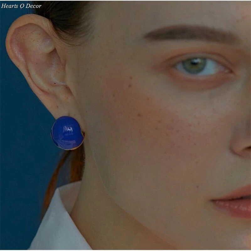 

Brass Enamel Ball Wrap Stud Earrings Punk Party Gown Boho T Show Party Brincos Runway rare Boucle d'oreille Korean Japan Style