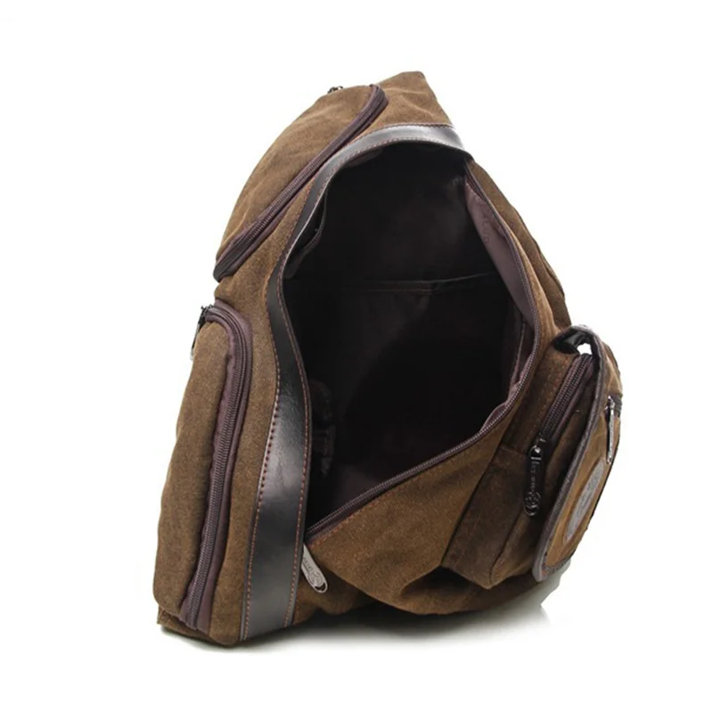 Imagem -06 - Mochila de Lona com Estilingue no Peito para Homens Bolsa de Viagem Multicapacidade Bolsa Mensageiro Única Mochila de Alta Qualidade