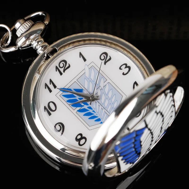 أنيمي هجوم على تيتان الجوف ساعة جيب كوارتز قلادة قلادة للنساء الرجال مع سلسلة مجوهرات اكسسوارات هدايا رائعة