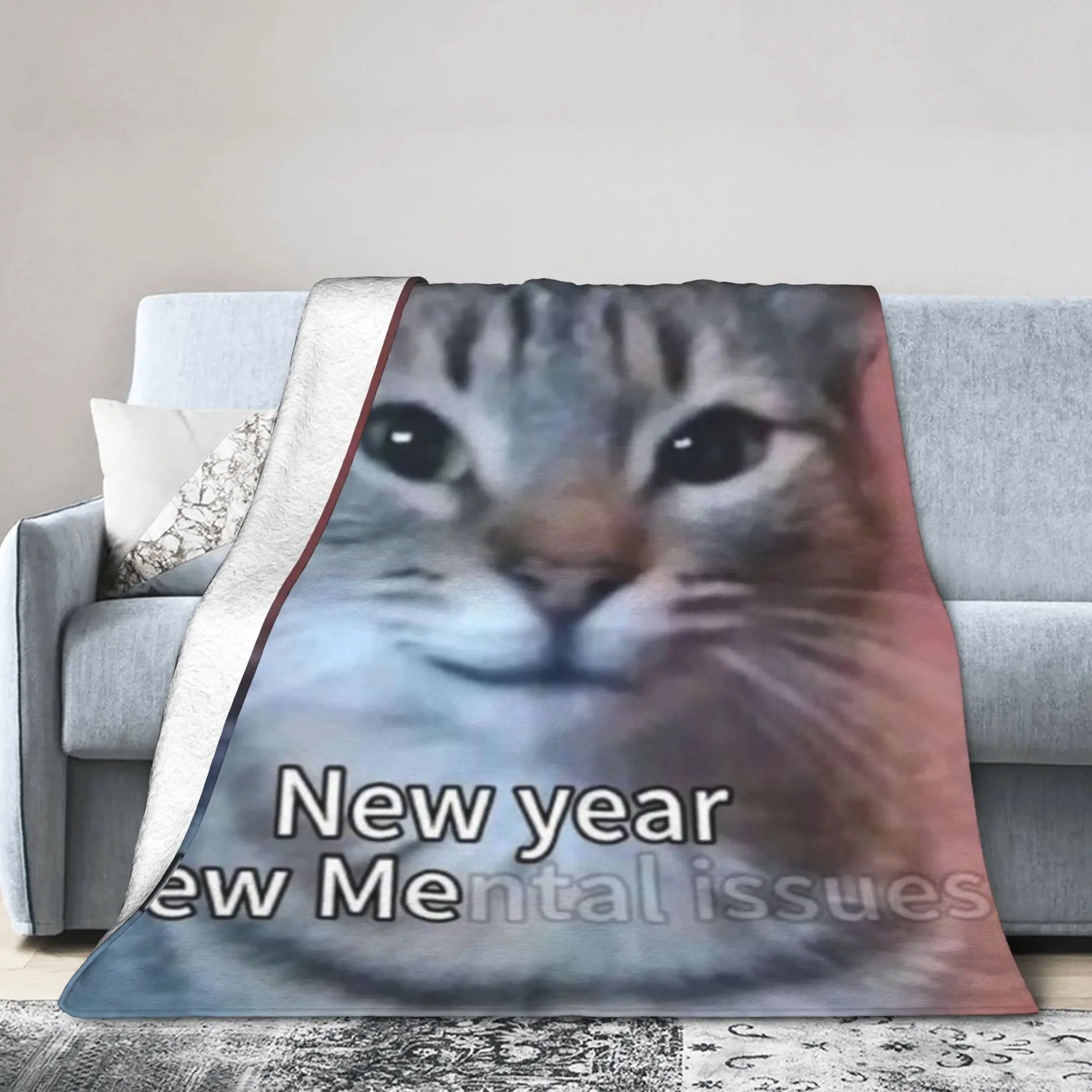 

Забавный милый кот, кошки, мемы, мем, мерч, одеяло, мягкое фланелевое одеяло, уютные покрывала