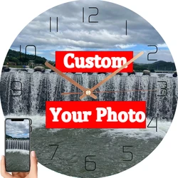 Custom Photo Wall Clock For Living Room Bedroom Kitchen Acrylic DIY Hanging Silent Watch CHristmas Birthday Valentine's Day Gift