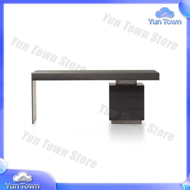 for 2026 Italian Minimalist Stainless Steel Writing Desk Study Table Modern Executive Office Desk Wooden Desk With Drawer