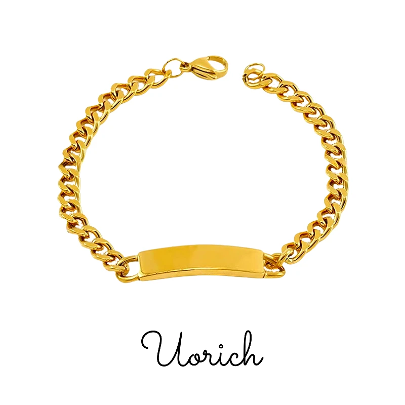 

Uorich Fashion Light Luxury Cuban Chain Bracelet for Women Unisex Stainless Steel Gold Plated 18k Non-fading Jewelry Daily Wear