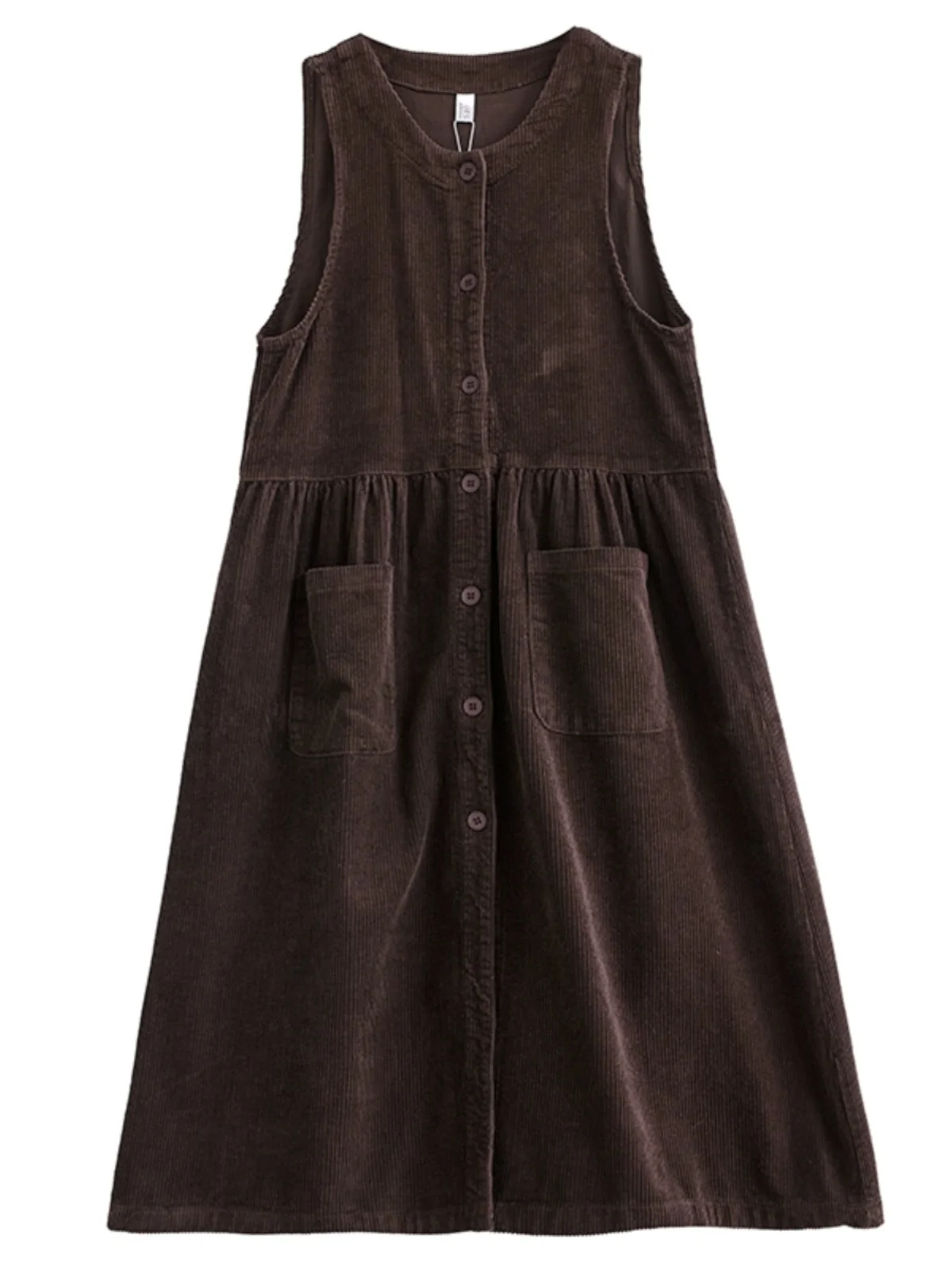 Gilet in velluto di cotone retrò Waed Dr Gonna a trapezio a vita alta a colori da donna con bottone singolo Svel Dr Autunno Inverno