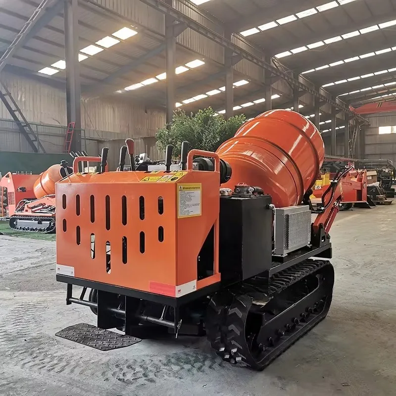 Crawler Self-Loading 0.8 Ton Concrete Mixer Truck Used Diesel Engine Cheap Price Mini Concrete Mixer Machine with Pump for Sale view 3