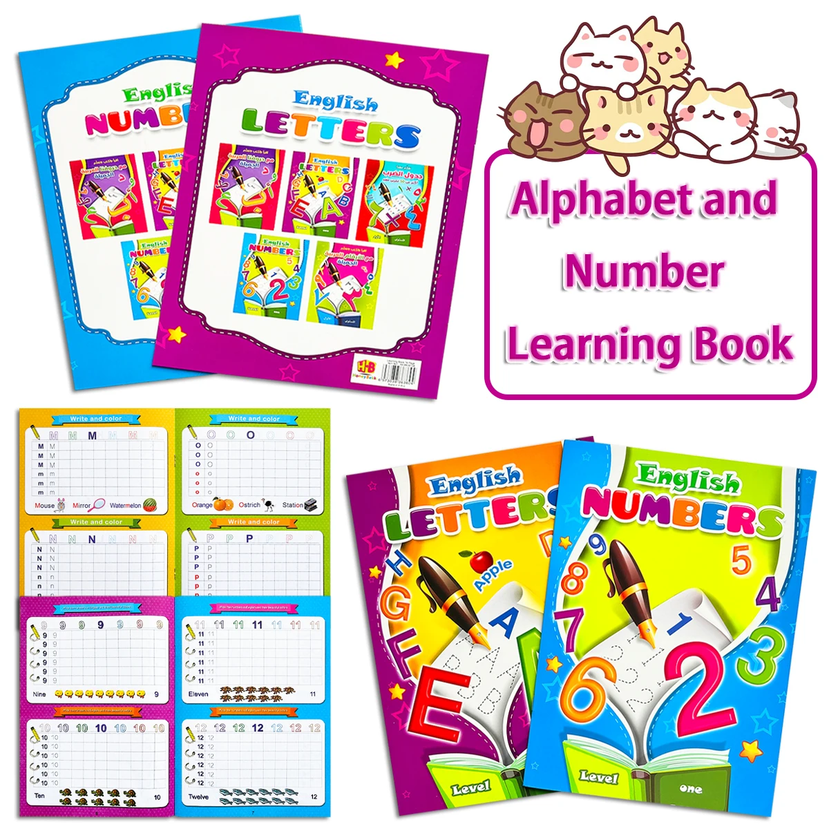 Educational English Workbook for Kids | Learn Letters & Numbers | Colorful & Fun Exercises | Level - one Learning Material