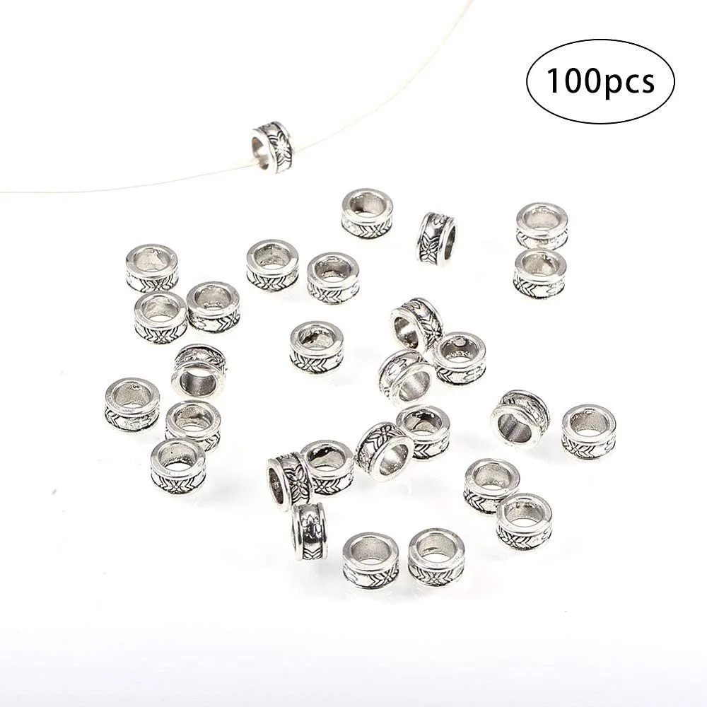 Alloy European Beads Column Silver 8x4mm Hole: 5mm 100pcs/box - view 3