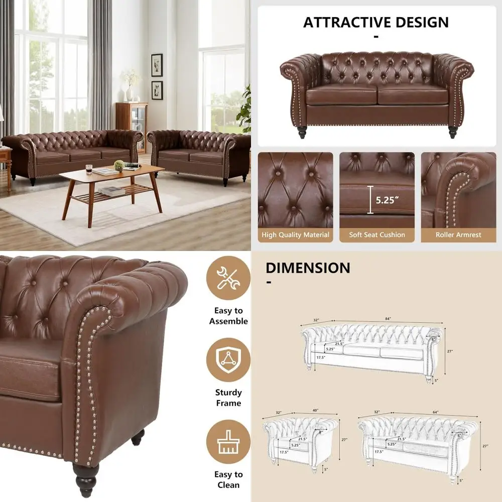 

Современный комплект для гостиной из 3 предметов: секционный диван, кожаный диван-софа и кресло для современных интерьеров