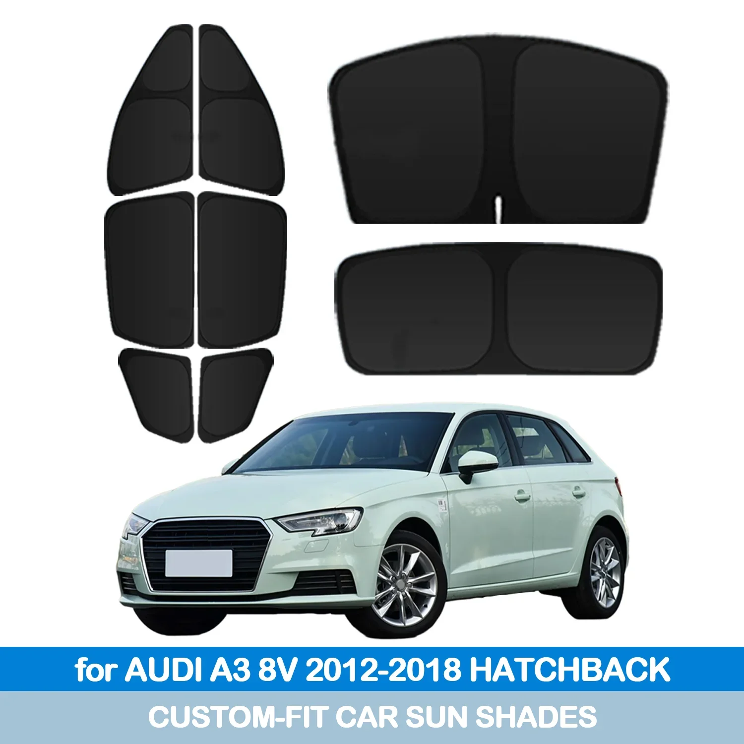 

For AUDI A3 8V 2012-2018 HATCHBACK Windshield Sun Shade Side Window Shades Cover Sun Visor Shield Privacy Protection