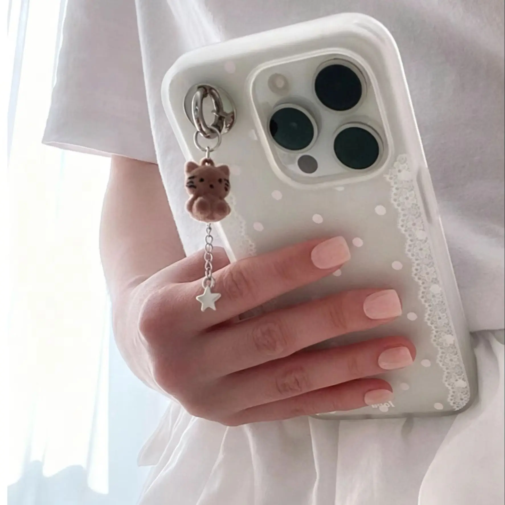 Etui na telefon z koronkowym brzegiem, efektem matowym i motywem kota w stylu Y2K, koreański styl Ins, do…