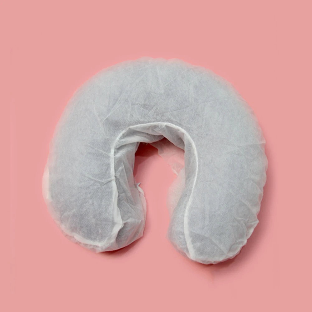 

50 Pcs Non-woven U-shaped Pillowcase Fabric Cushion Covers Neck Travel Protectors Headrest for Massage Table