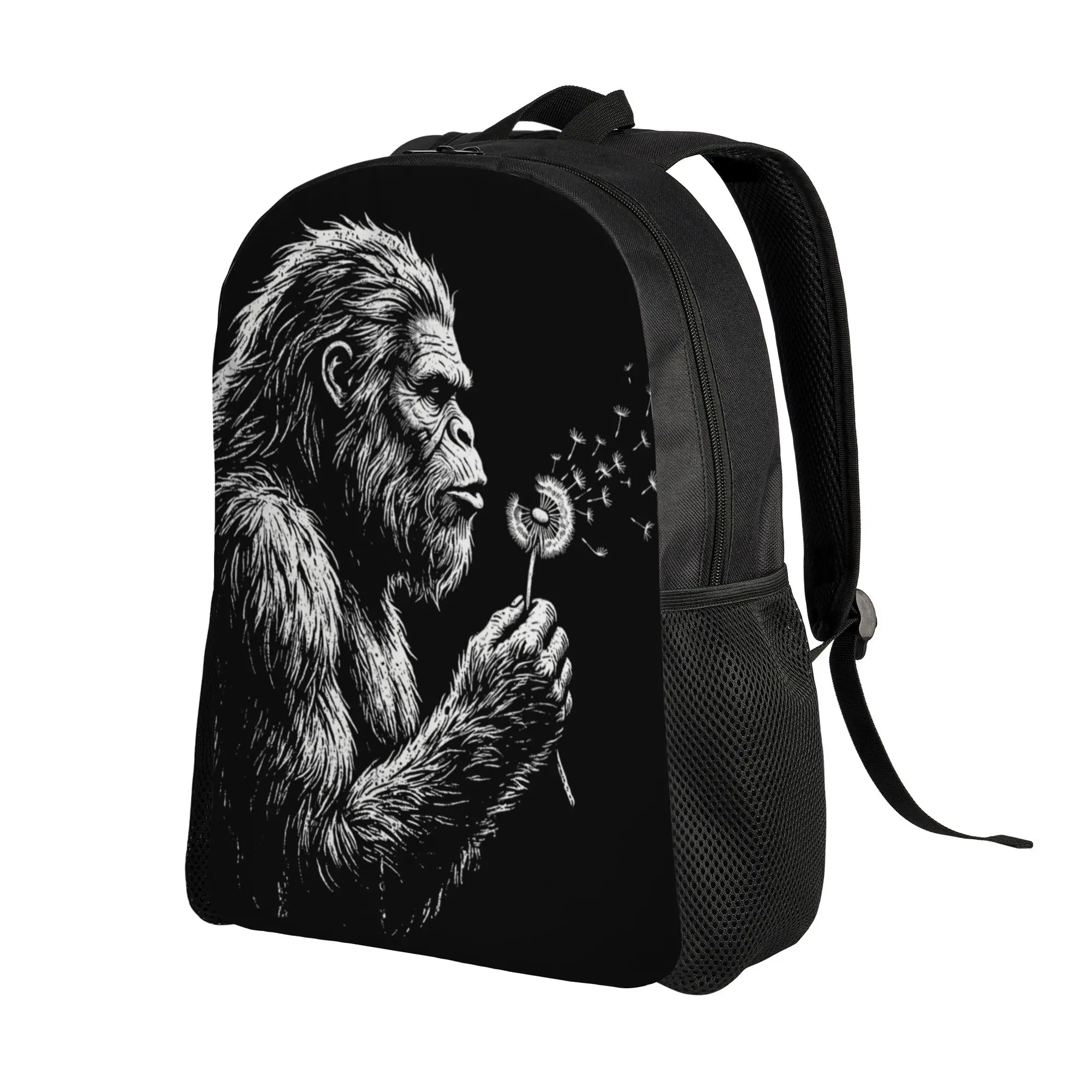 Bigfoot Blowing Wishes Dandelion Vintage Sasquatch Art Backpack  University Backpacks Women Fashion School Bags Pattern Rucksack
