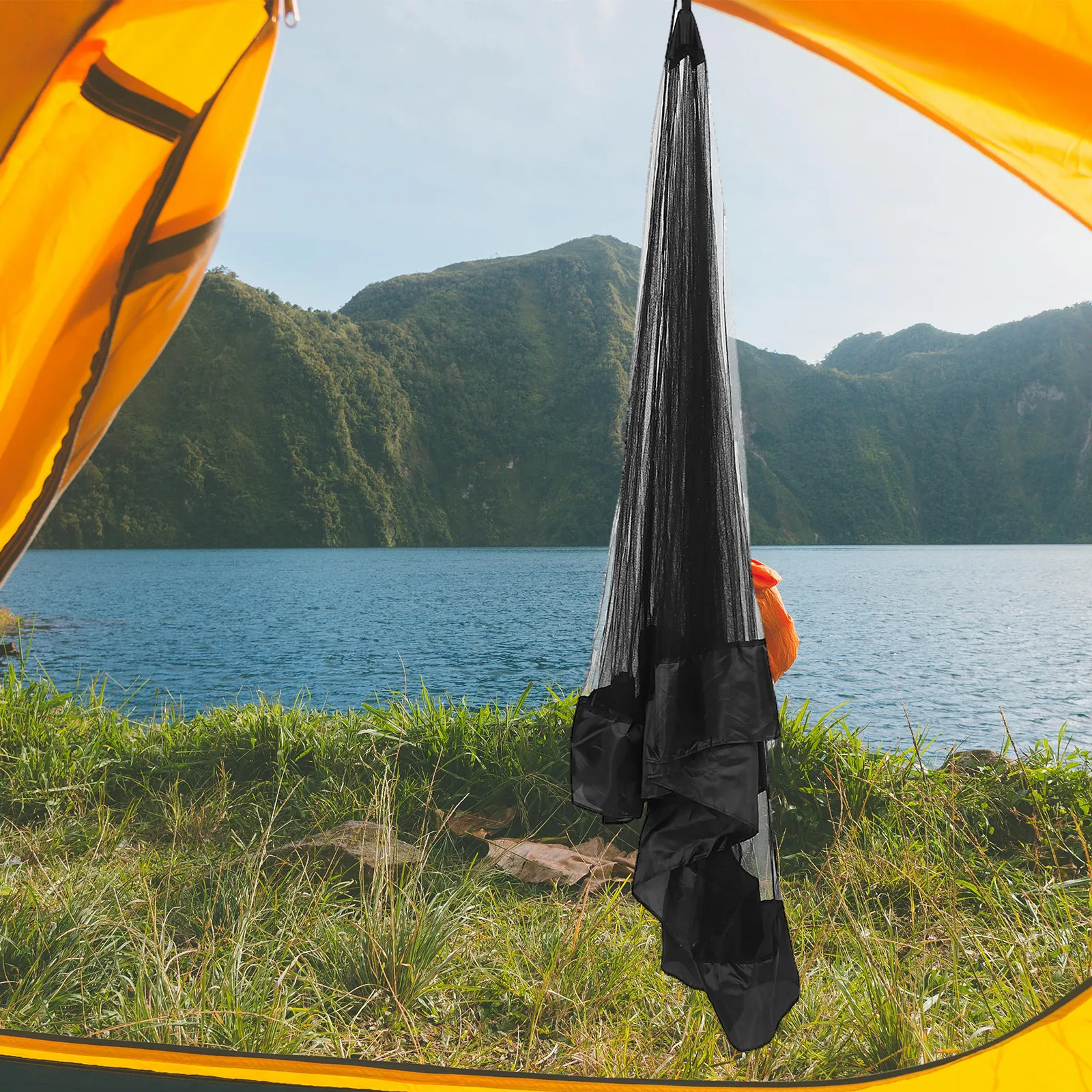 Outdoor Single Person Mesh Tent Compact Lightweight Portable Camping Net with Fine Mesh Protection for Hiking Travel Picnic