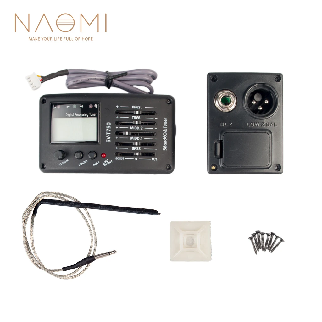 NAOMI Guitar EQ SV-T750 5 Band EQ Equalizer Guitar Pickup Acoustic Guitar Bass EQ Preamp W/ Digital Procedding Tuner