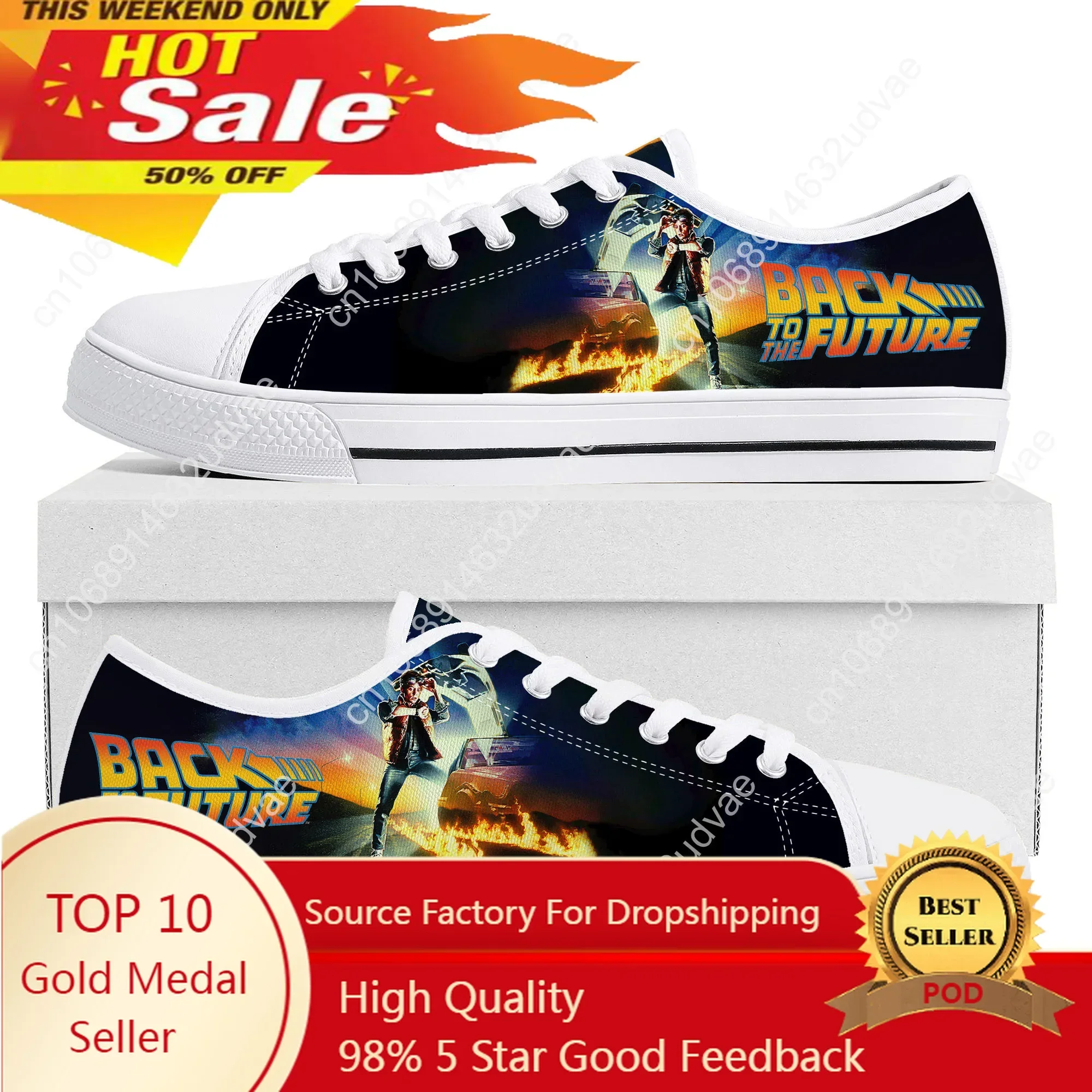 

Back To The Future Delorean Low Top Sneakers Mens Womens Teenager Canvas Sneaker Casual Custom Made Shoes Customize Shoe