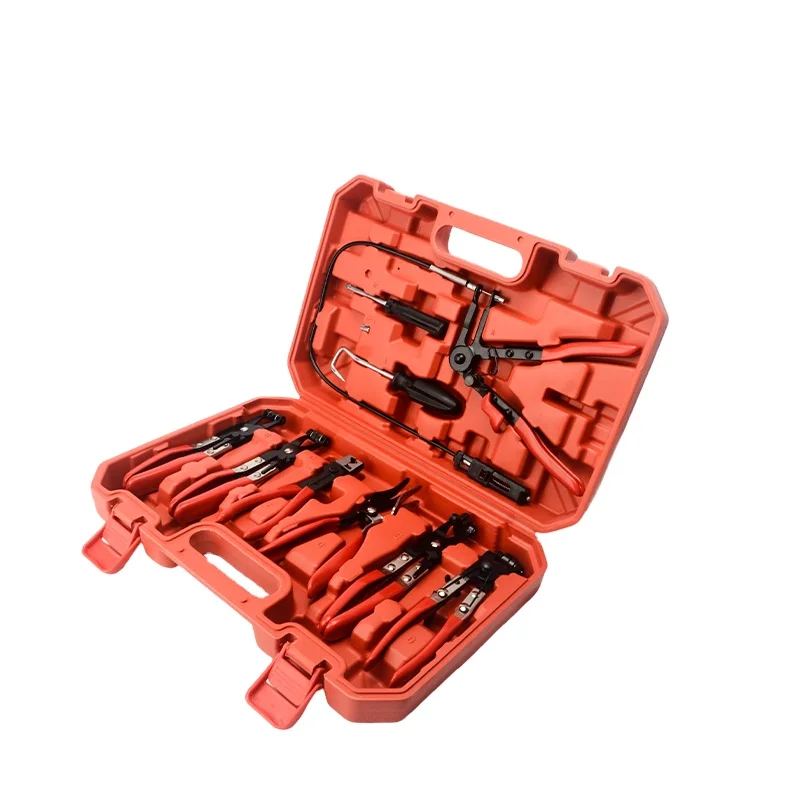 Jeu de 9 pinces à ressort longues portées pour colliers de serrage de tuyaux, outils de démontage et d'installation de colliers de serrage pour tuyaux de carburant, d'huile et d'eau