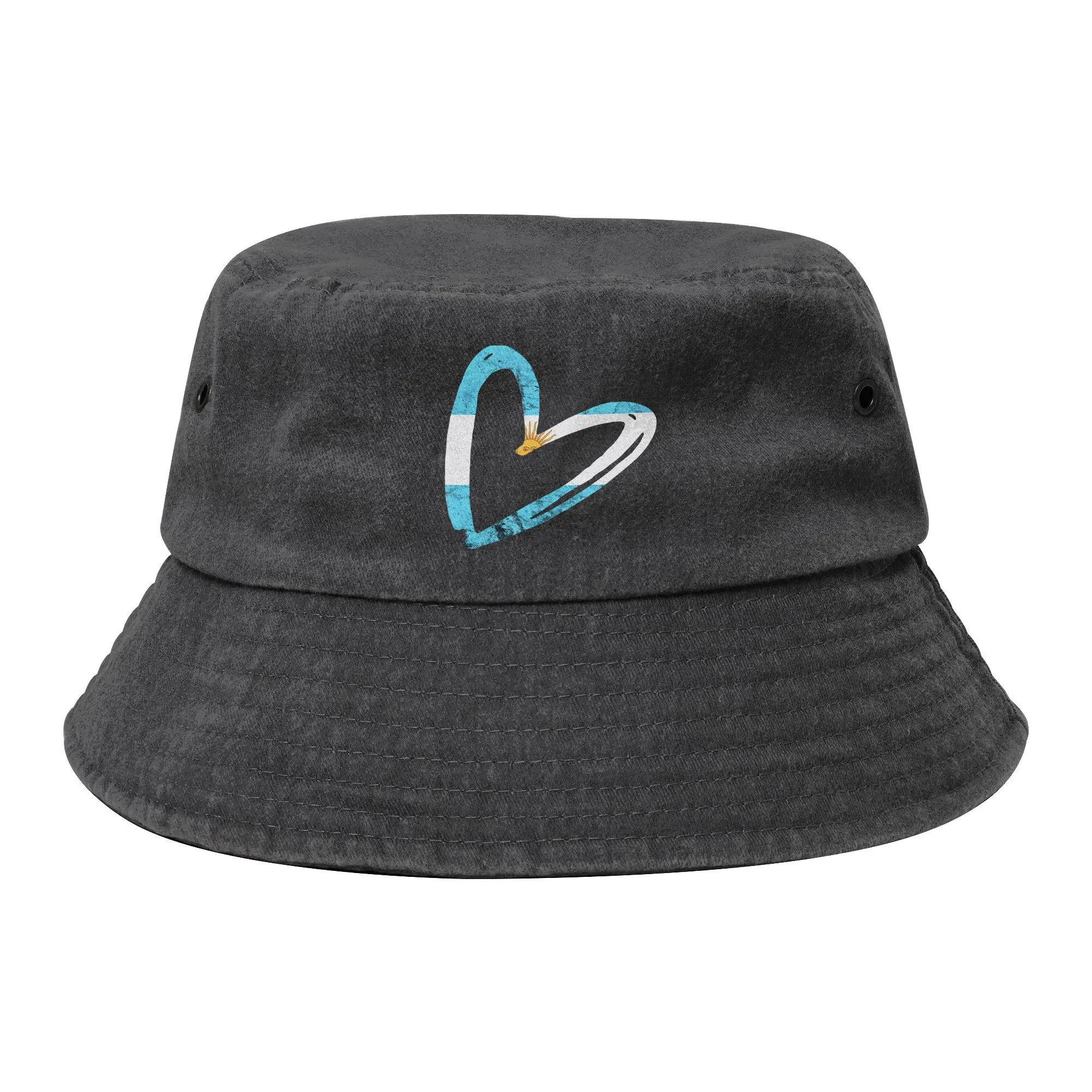 Argentinian Roots Heart Argentina Sun of May Bucket Hats for Women Field Hat Casual Packable for Sports Fishing Caps