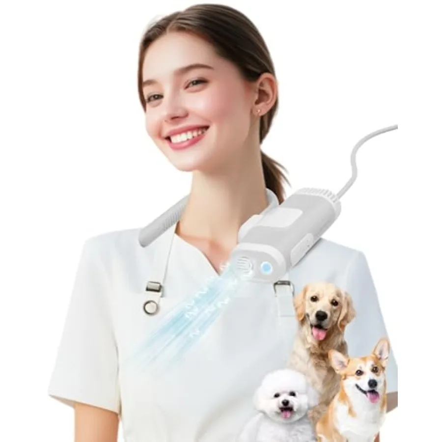 

Hands-Free Dog Hair Dryer Low Noise Pet Grooming Blower for Small Medium Dogs Cats Fast Drying Adjustable Heat Speed Portable G