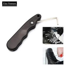 Hockey With Extended Hook Folding Portable Black Durable Practical Ice Hockey Skate Lace Tightener Ergonomic