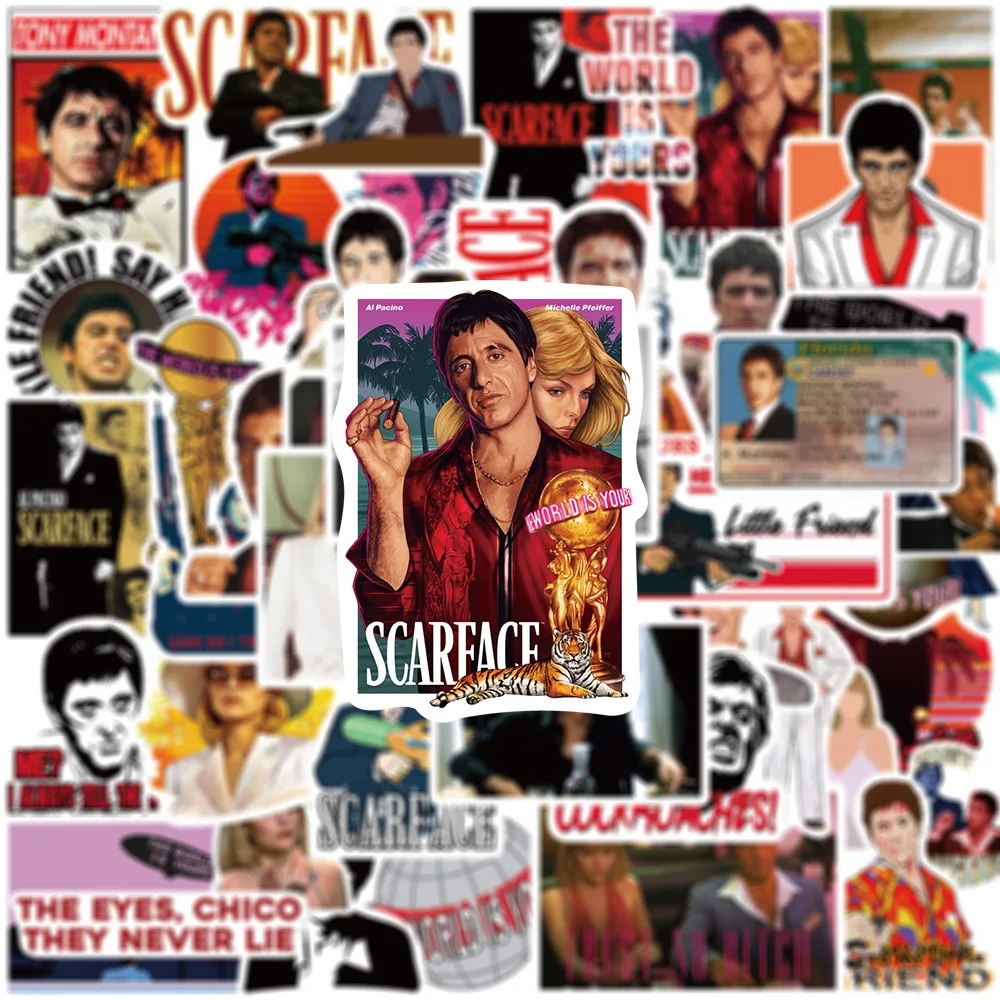 10/30/50pcs Classic Movie Scarface Stickers Cool Graffiti Motorcycle Laptop Skateboard Waterproof PVC DIY Sticker Decal Toy Gift