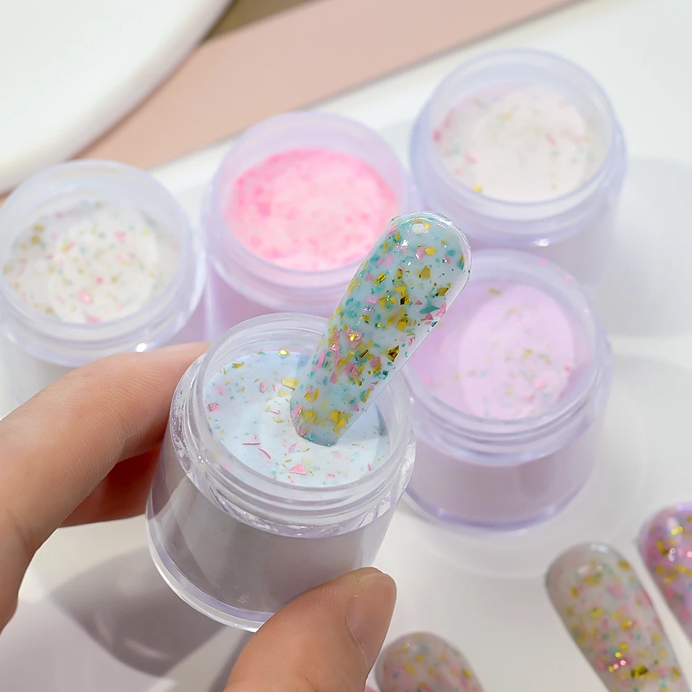 5/6/7 tarros de polvo acrílico para uñas con lentejuelas irregulares, polímero de cristal blanco para extensión de manicura/muying/polvo de pigmento de grabado