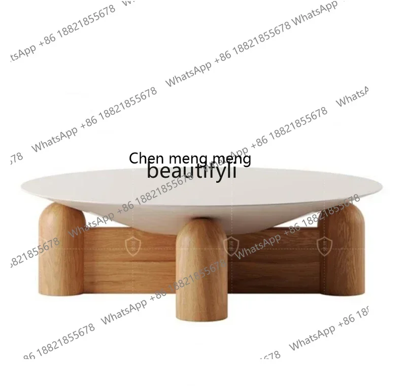 

D178 Nordic round, simple solid wood, coffee table art living room household small apartment coffee table tea table