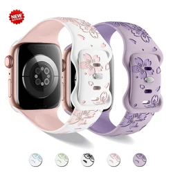 Silicone Loop Strap For Apple Watch Series 4 5 6 Se 7 8 9 38mm 40mm 41mm Soft Bracelet for iWatch 42mm 44mm 45mm 49mm Girls Band