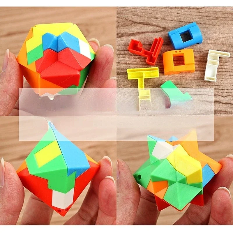 3D-Puzzle Luban Lock Schlüsselanhänger Brain Teaser Spiel Magic Mini Cube Intellektuelle Kinder Lernspielzeug für Kinder Erwachsene Antistress