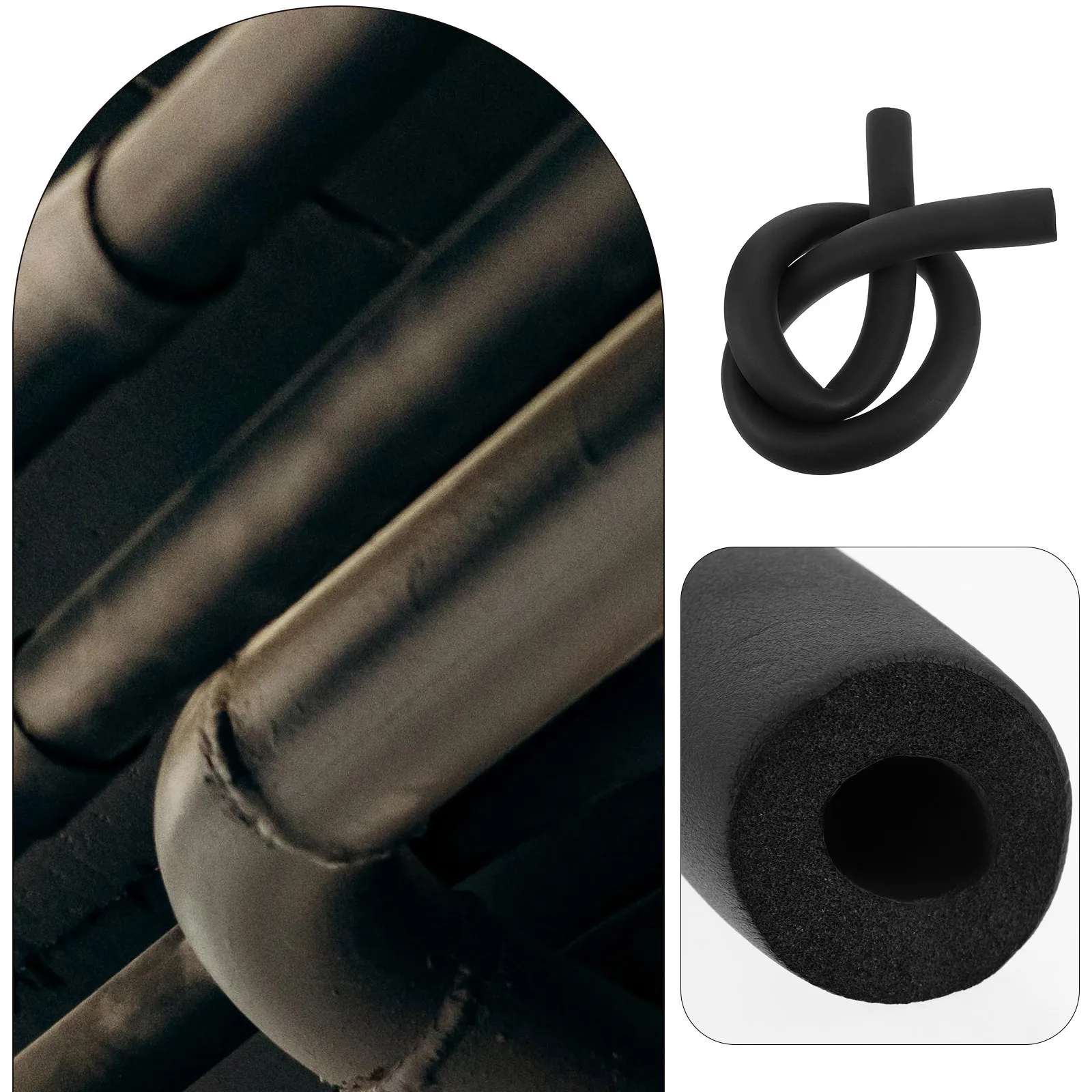 Mangas de isolamento de tubulação, tubo de espuma flexível, à prova de som, resistente ao fogo, para tubos de encanamento de cobre de água hvac