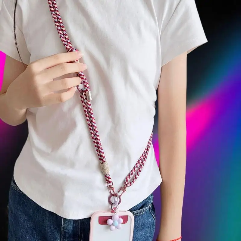 الحلو الملونة طويلة الهاتف الخليوي الحبل انفصال مكافحة خسر الهاتف الكتف الأشرطة بسيطة زهرة قلادة سحر الهاتف المحمول